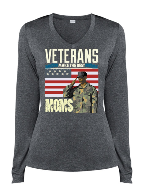 Veterans Make The Best Moms T Shirt, Being A Veteran T Shirt, Cool Shirt (Ladies LS Heather V-Neck)