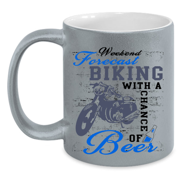 Chance Of Beer Coffee Mug, Weekend Forecast Biking Accent Mug