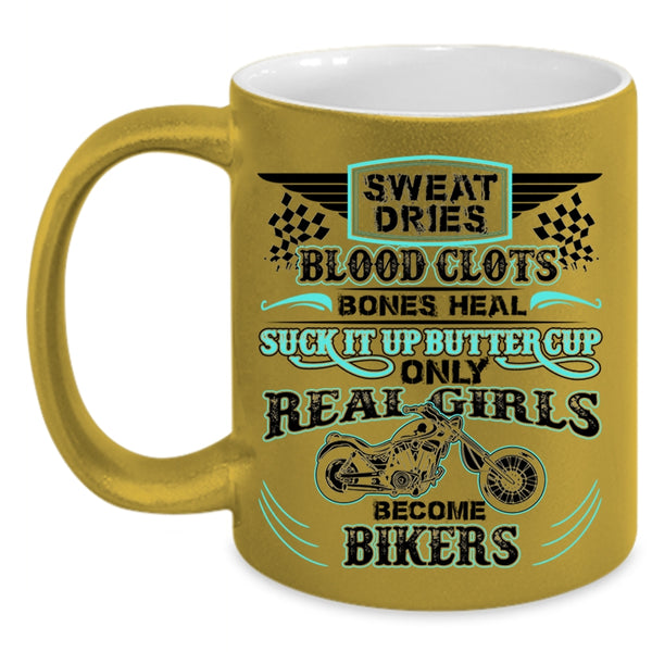 Awesome Girls Coffee Mug, Only Real Girls Become Bikers Accent Mug