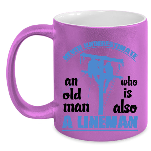 Awesome Grandpas Coffee Mug, Old Man Is A Lineman Accent Mug