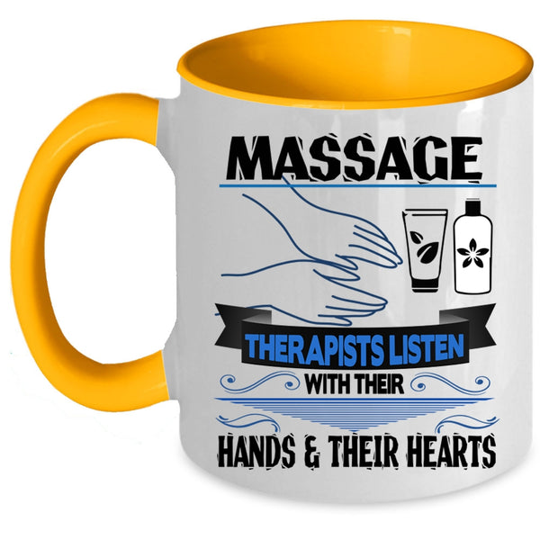 Their Hand And Their Heart Coffee Mug, Massage Therapists Accent Mug