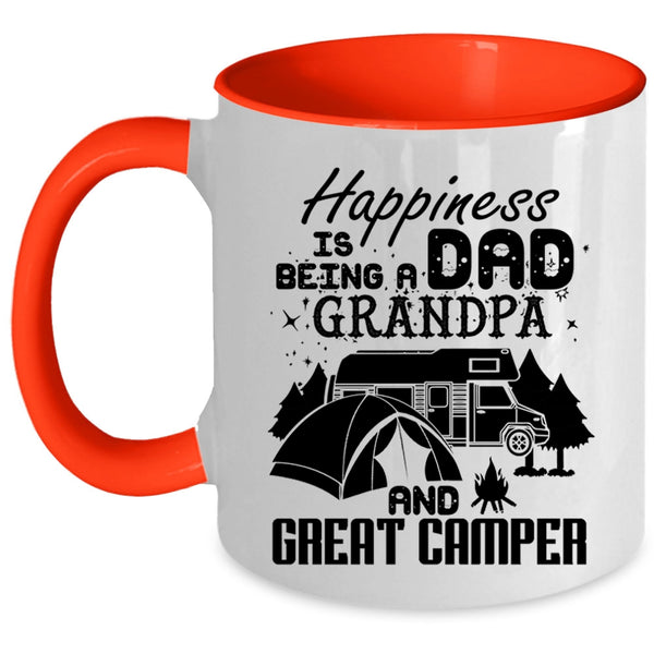 Grandpa And Great Camper Coffee Mug, Happiness Is Being A Dad Accent Mug