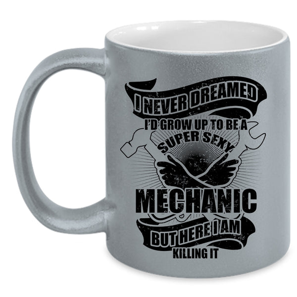 I Raise A Mechanic Coffee Mug, I'd Grow Up To Be A Mechanic Accent Mug