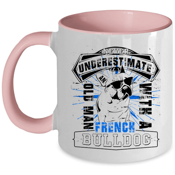 Cute Dogs Coffee Mug, Old Man With A French Bull Dog Accent Mug