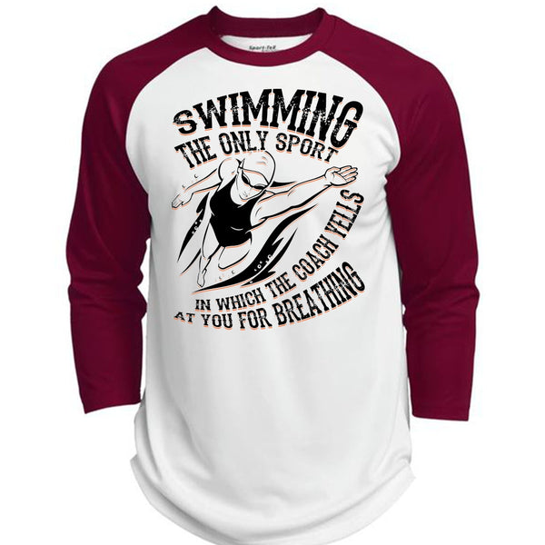 Swimming The Only Sport T Shirt, I Love Swimming T Shirt, Awesome T-Shirts  (Polyester Game Baseball Jersey)