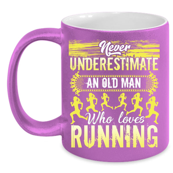 An Old Man Loves Running Coffee Mug, Funny Gift For Grandpas Coffee Cup
