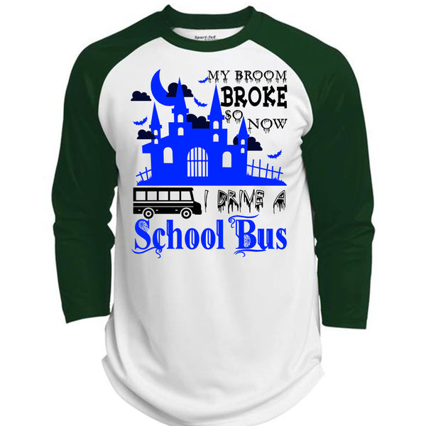 My Broom Broke So Now I Drive A School Bus T Shirt, Wait For Halloween T Shirt, Awesome T-Shirts  (Polyester Game Baseball Jersey)