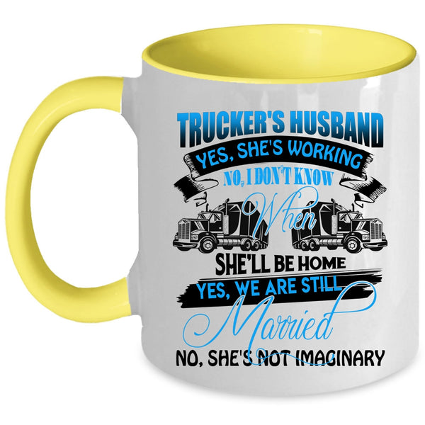 Cool Just Married Coffee Mug, Trucker's Husband Accent Mug