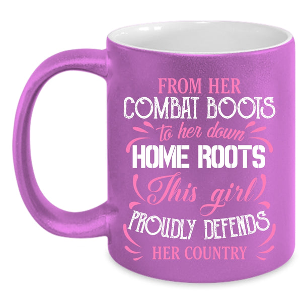 This Girl Proudly Defends Her Country Coffee Mug, Cute Veterans Coffee Cup