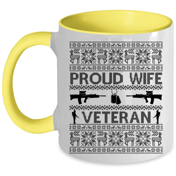 Cute Gift For Veteran's Wife Coffee Mug, Proud Wife Veteran Accent Mug