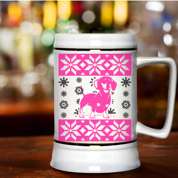 Ugly Christmas Beer Stein 22oz, Cute Dachshund Beer Mug