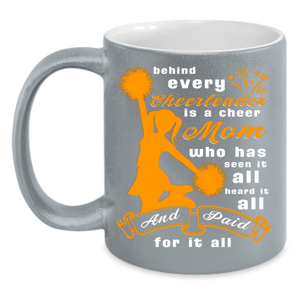 Behind Every Cheerleader Is A Cheer Mom Coffee Mug, Cool Mom Coffee Cup