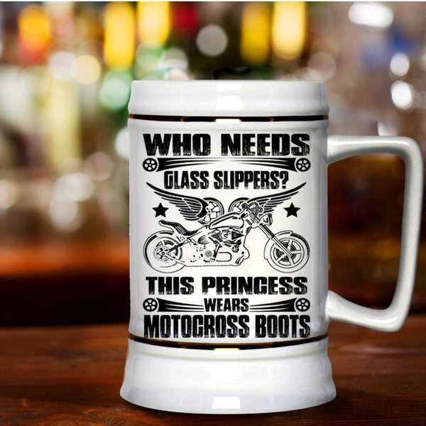 Awesome Motorcycles Beer Stein 22oz, This Princess Wears Motocross Boots Beer Mug