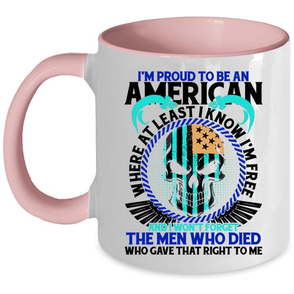 Cool American Flag Coffee Mug, I'm Proud To Be An American Accent Mug