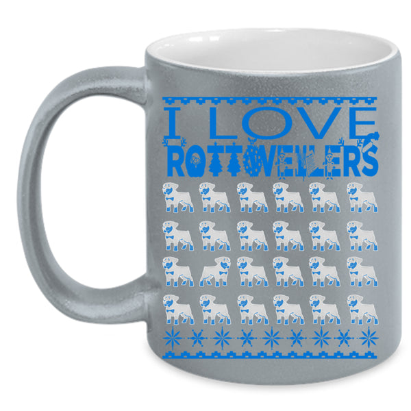 Christmas Gift For Dog Lovers Coffee Mug, I Love Rottweilers Accent Mug
