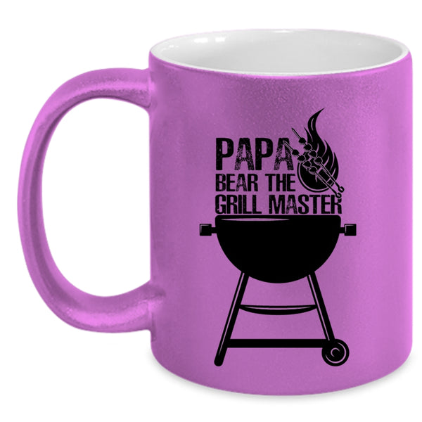 Funny Gift For Papa Coffee Mug, Papa Bear The Grill Master Accent Mug