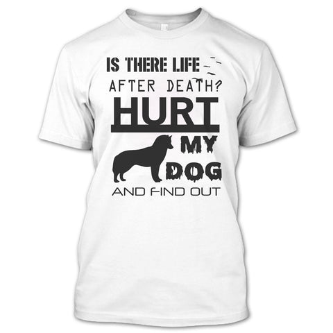 A black t-shirt with the shopify logo