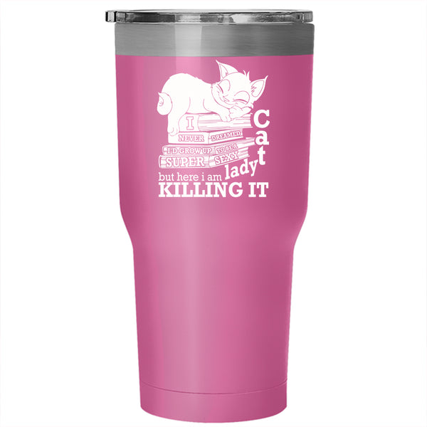 I'd Grow Up To Be A Cat Lady Tumbler 30 oz Stainless Steel, Cool Cat Lady Travel Mug