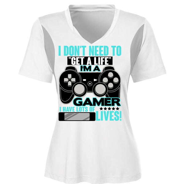 I'm A Gamer T Shirt, Get A Life T Shirt, Cool Shirt (Ladies LS Heather V-Neck)