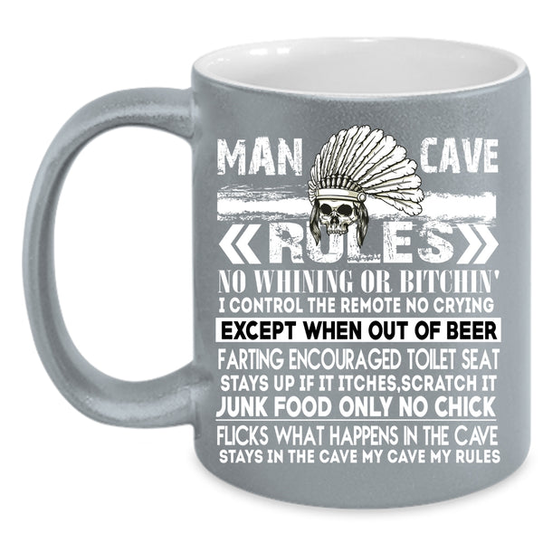Man Cave Rules Coffee Mug, My Funny Husband Coffee Cup