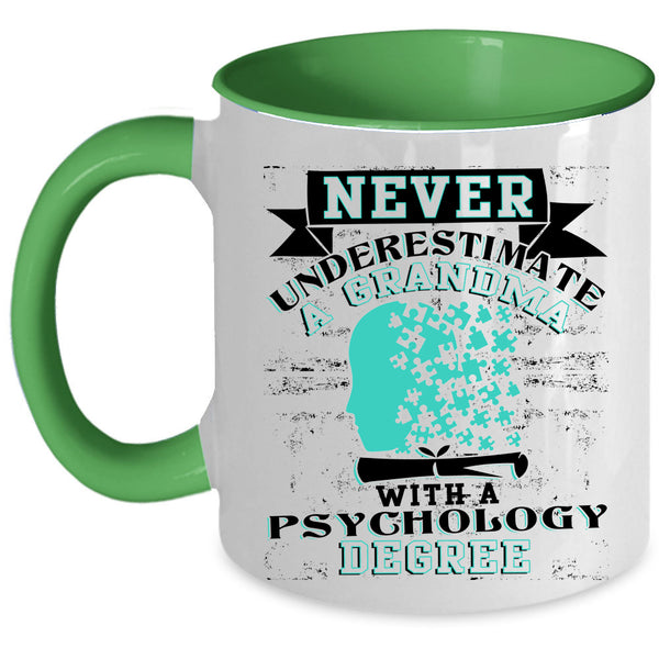 Funny Grandma Coffee Mug, Grandma With A Psychology Degree Accent Mug