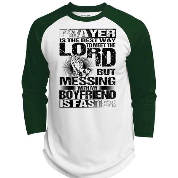 Messing With My Boyfriend Is Faster T Shirt, I Love Husband T Shirt, Awesome T-Shirts  (Polyester Game Baseball Jersey)