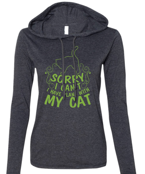 I Have Plans With My Cat T Shirt, I Love Cat T Shirt (Anvil Ladies Ringspun Hooded)