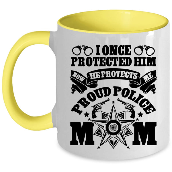 Cool Gift For Mom Coffee Mug, Proud Police Mom Accent Mug