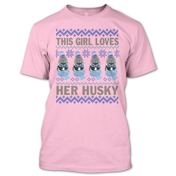 This Girl Loves Her Husky T Shirt, Husky Merry Christmas T Shirt