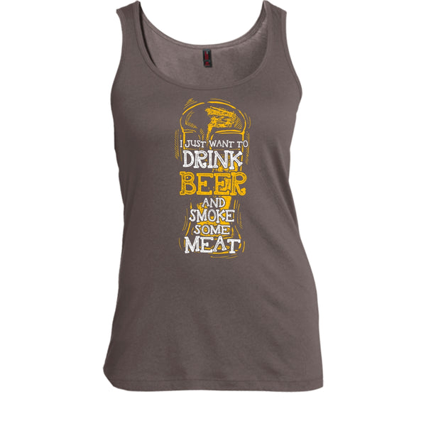 I Just Want To Drink Beer T Shirt, And Smoke Some Meat T Shirt, Cool T Shirt