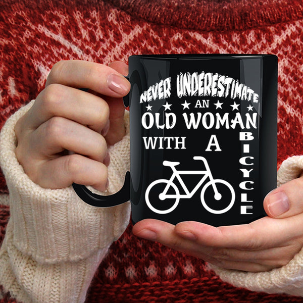 An Old Woman With A Bicycle Coffee Mug, Awesome Grandmother Coffee Cup