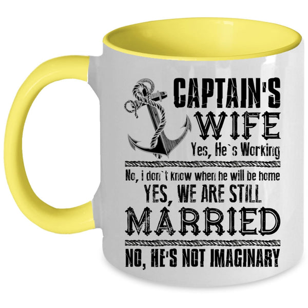 Cool Just Married Coffee Mug, Captain's Wife Accent Mug
