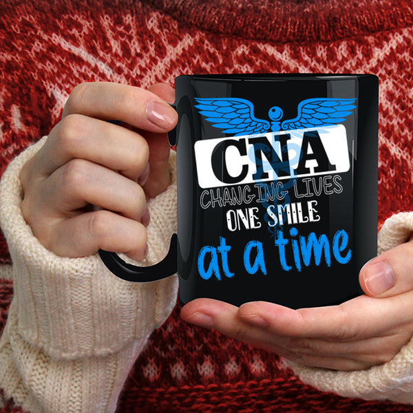 CNA Changing Lives One Smile At A Time Coffee Mug, Cool Nurses Coffee Cup