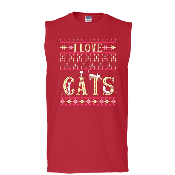 I Love Cats T Shirt, Coolest Cat Lover T Shirt, Cool T Shirt (Men's Cotton Sleeveless)