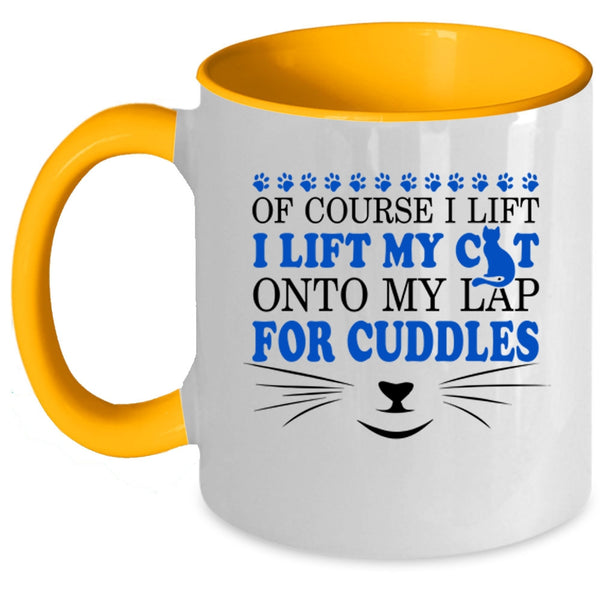 Lovely Cats Coffee Mug, I Lift My Cat Onto My Lap Accent Mug