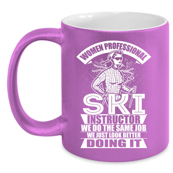 Woman Professional Ski Instructor Coffee Mug, Cool Lady Coffee Cup