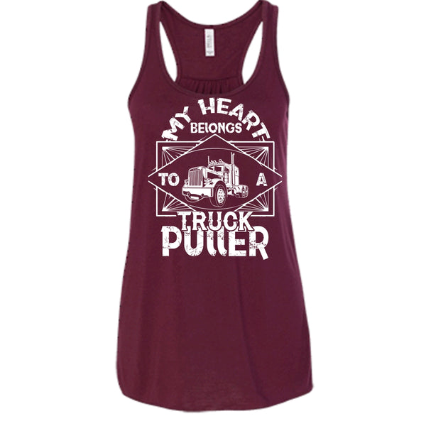 My Heart Belongs T Shirt, To A Truck Puller T Shirt, Cool T Shirt