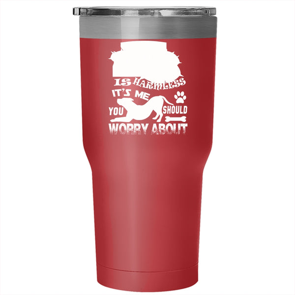My Pitbulls Is Harmless Tumbler 30 oz Stainless Steel, Gift For Dog Lovers Travel Mug