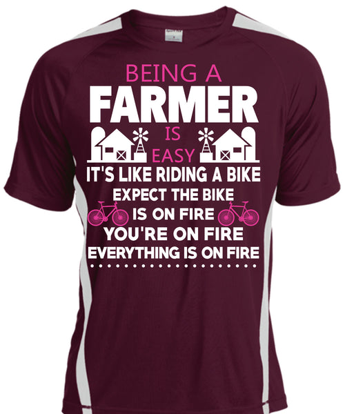 Being A Farmer Is Easy T Shirt, It's Like Riding A Bike T Shirt, Cool Shirt