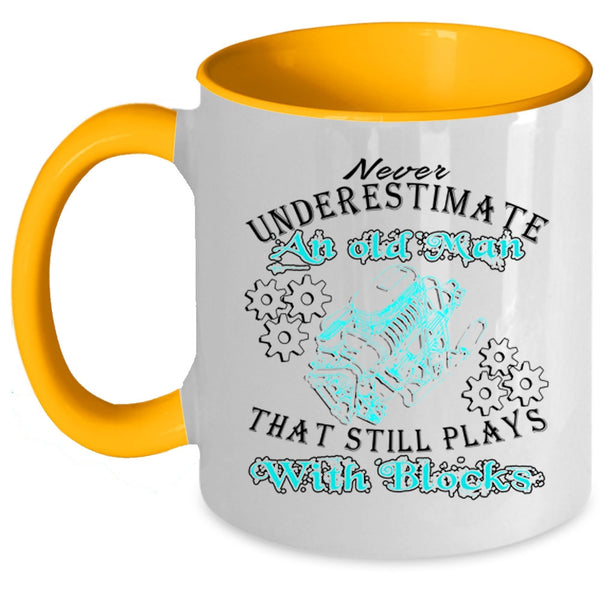 Awesome Grandpa Coffee Mug, An Old Man Plays With Blocks Accent Mug