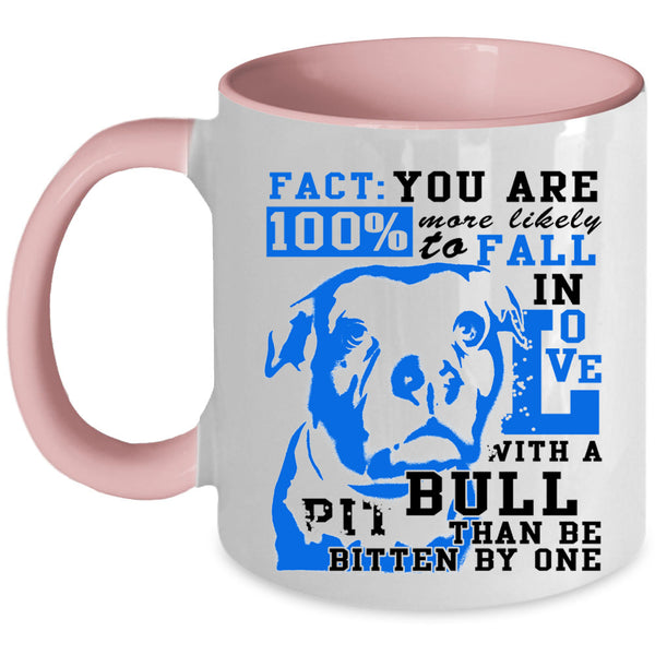Cute Dogs Coffee Mug, Fall In Love With A Pit Bull Accent Mug