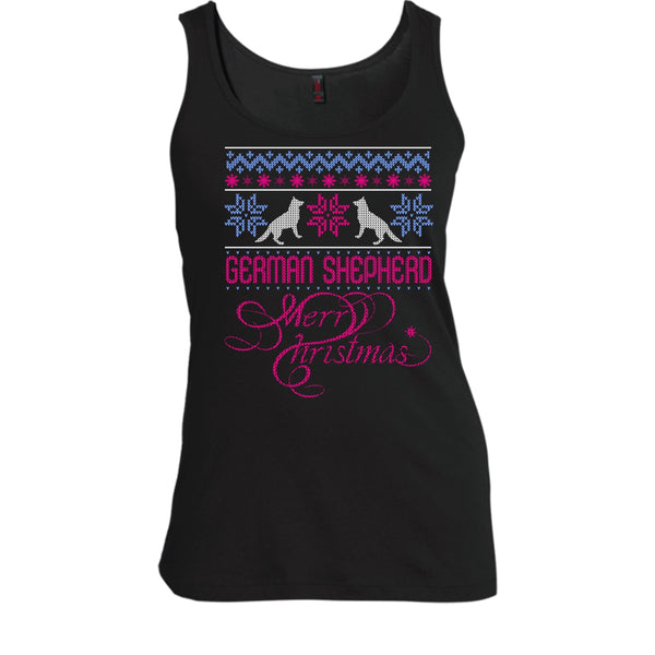 German Shepherd T Shirt, Merry Christmas Tank Top