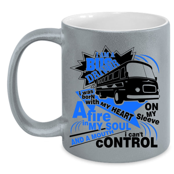I Was Born With A My Heart Coffee Mug, I Am A Bus Driver Accent Mug