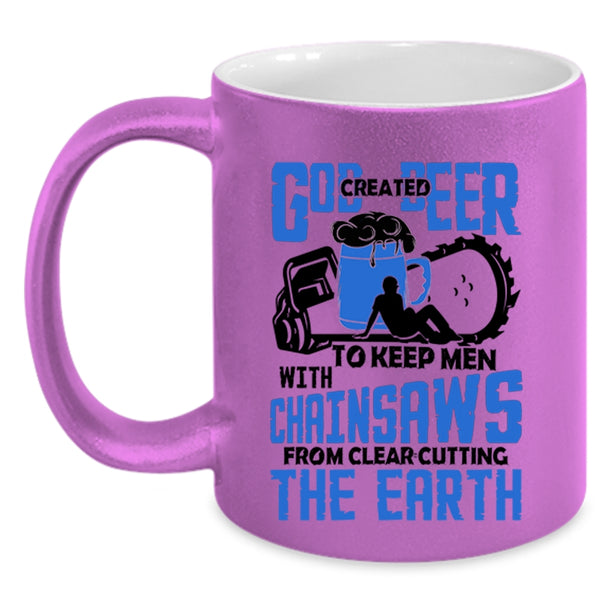 Funny Beer Drinker Coffee Mug, God Created Beer To Keep Men Accent Mug