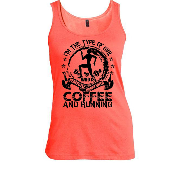 Happy With Coffee And Running T Shirt, Gift For Runner Tank Top