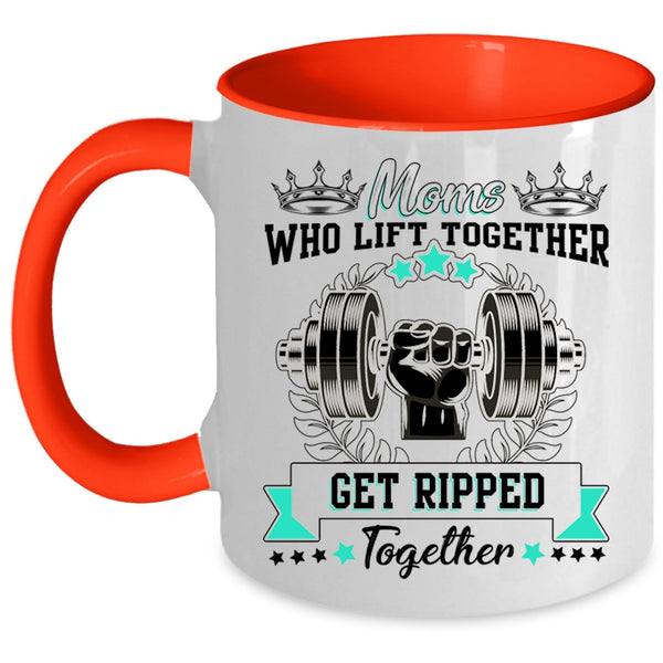 Gift For Mom Coffee Mug, Moms Lift Together Accent Mug