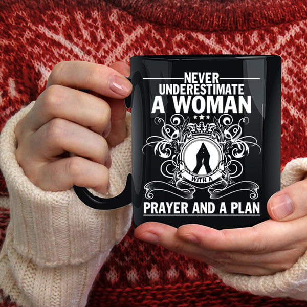 A Woman With A Prayer And A Plan Coffee Mug, Cool Lady Coffee Cup