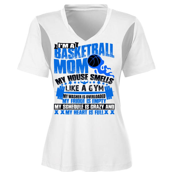 I'm A Basketball Mom T Shirt, Like A Gym T Shirt, Cool Shirt (Ladies LS Heather V-Neck)