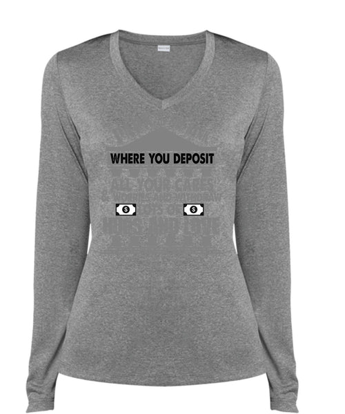 Papa The Bank T Shirt, Hugs And Love T Shirt, Cool Shirt (Ladies LS Heather V-Neck)