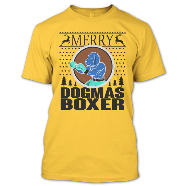 Merry Dogmas Boxer T Shirt, Cool Dog Lover T Shirt